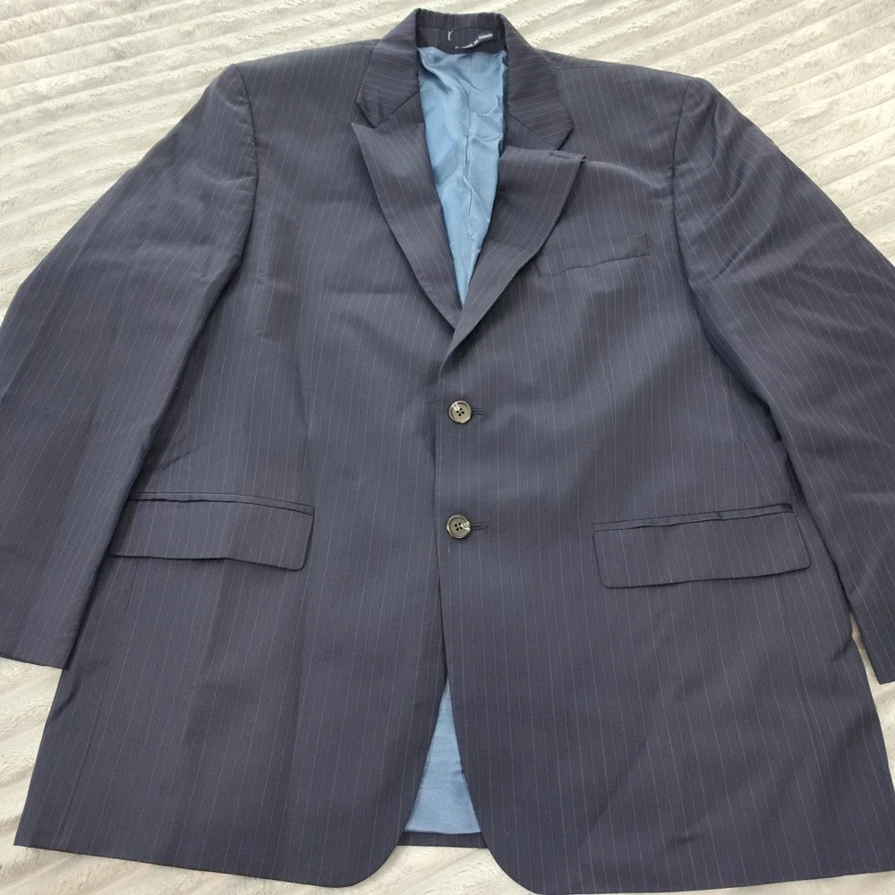 Ralph Ralph Lauren Mens Navy Blue Pinstripe 2 Piece Suit 44R 38W x 30L Canada
